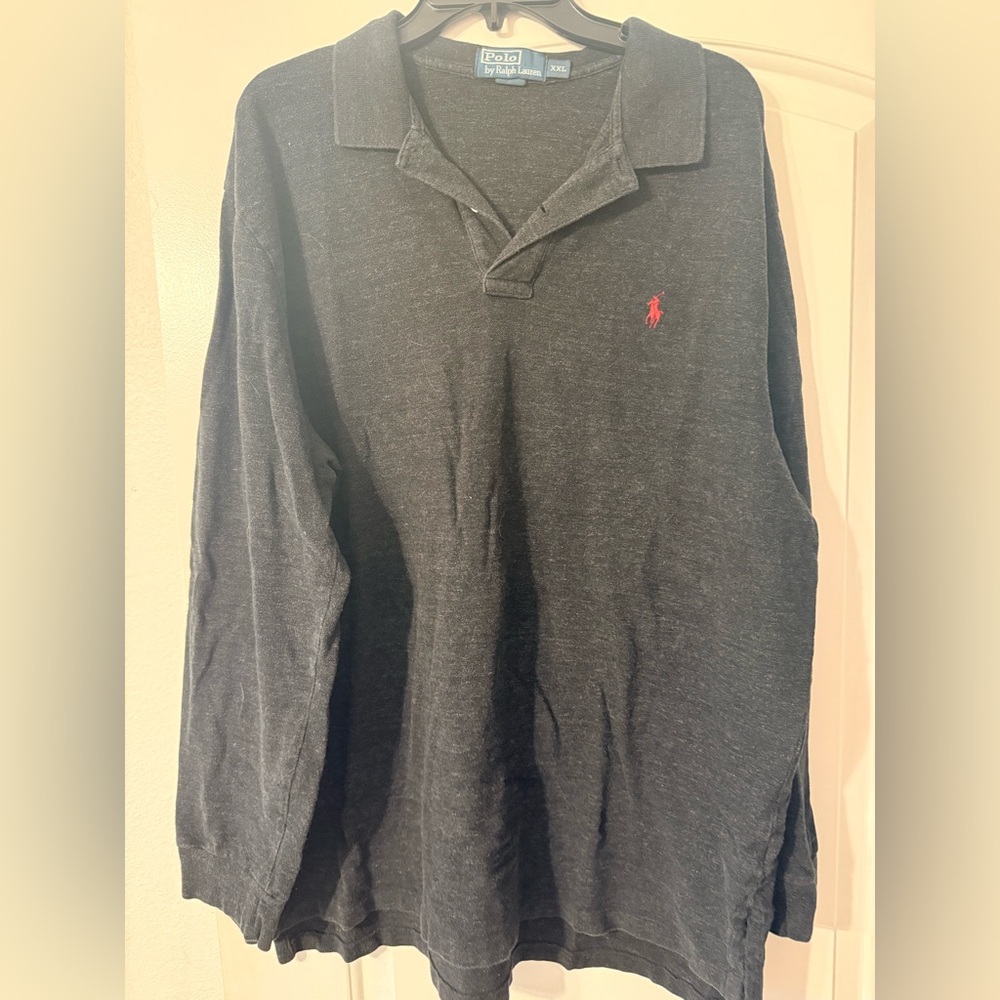 Polo Ralph Lauren Men's 2XL XXL Polo Shirt Long Sleeve Blue Cotton Pony